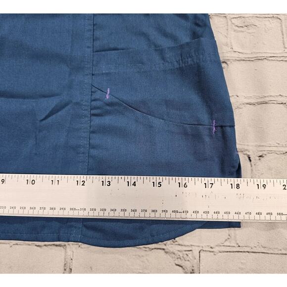 Fundamentals White Swan Scrub Top Short Sleeve V Neck Green WOMENS SIZE XXS - Picture 2 of 9